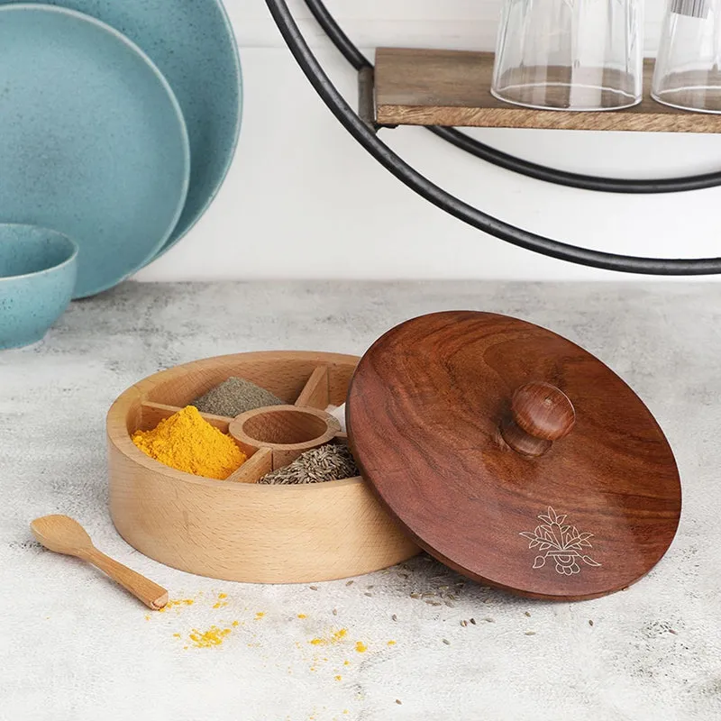 Aneira Wood Masala Box media 1
