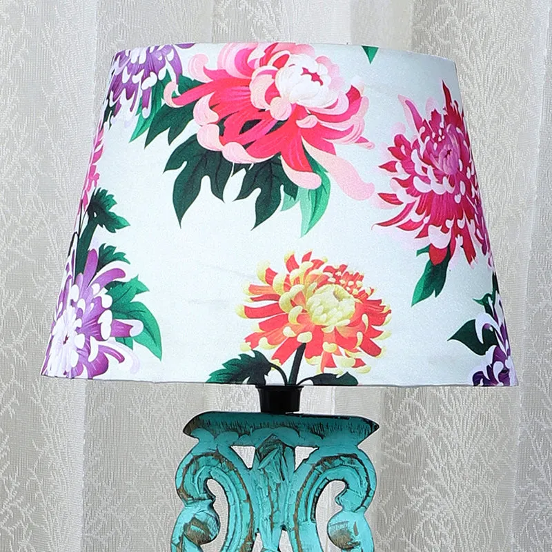 Miyabi Sigil Printed Mango Wood Table Lamp - Multicolor media 2