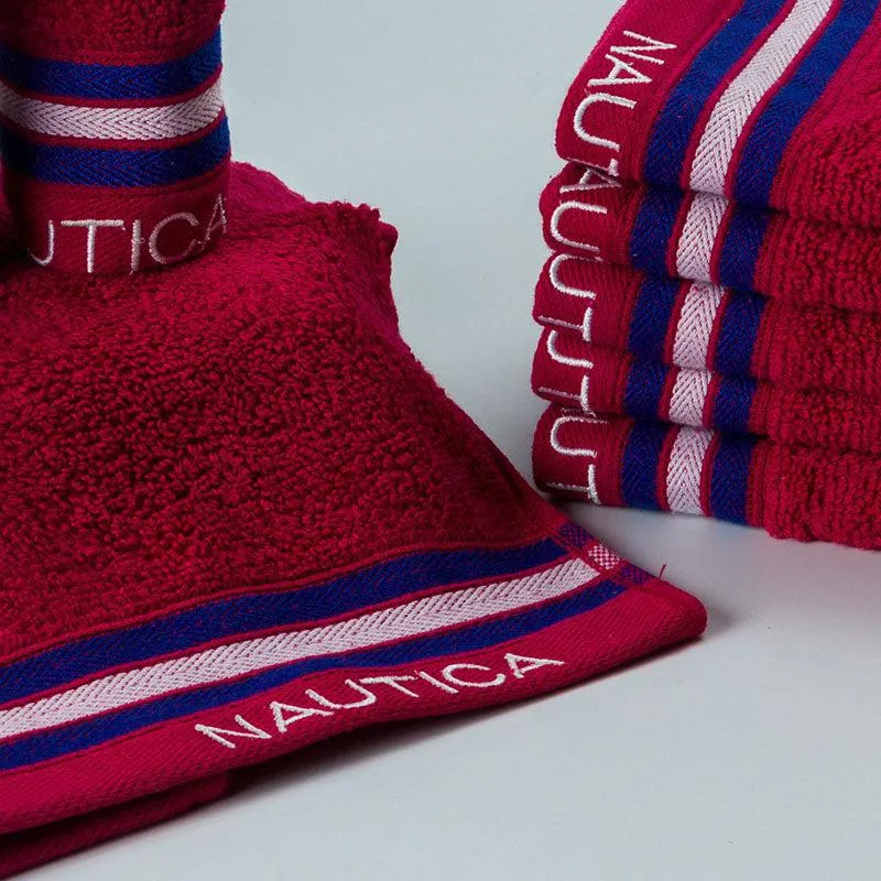 Nautica Dove Down Cotton Face Towel (Burgundy) - Set Of Eight media 3