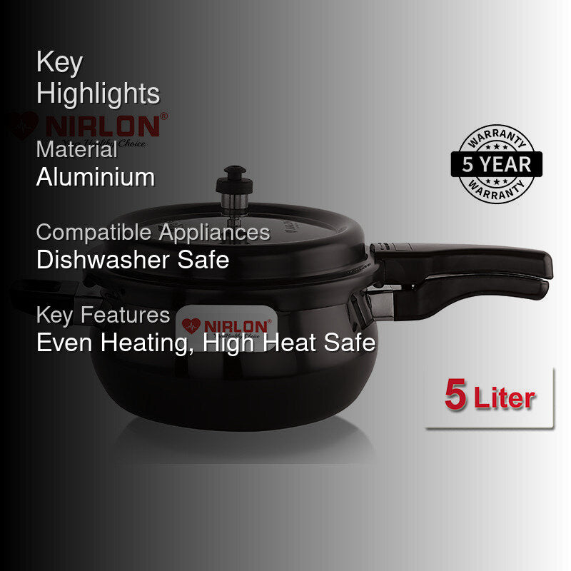 Nirlon Classic Black Outer Lid Pressure Cooker - 5000 mL media 2