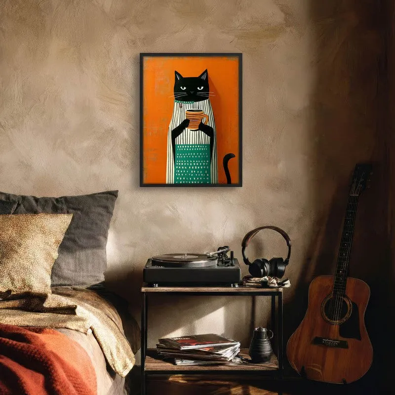 Cat's Brew Wall Painting With Frame media 6
