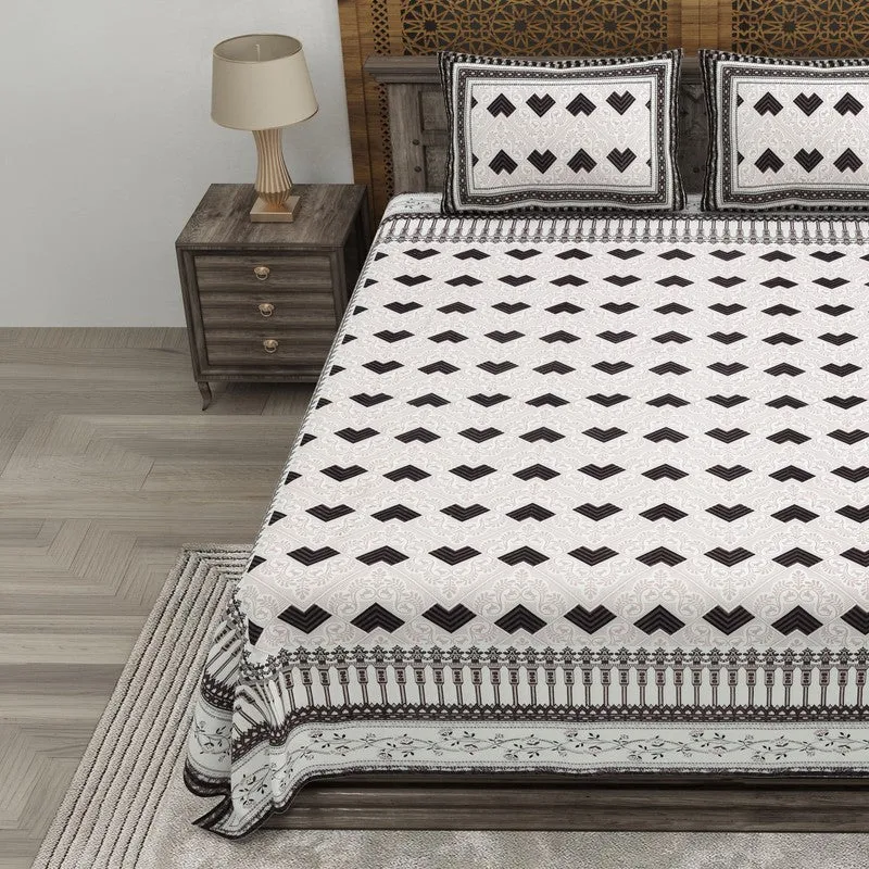 Weaveet Cotton Bedsheet (Off White,Brown) - 240 TC media 3