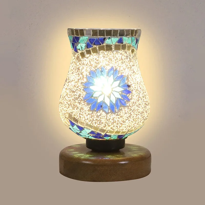 Lumiris Mosaic Glass Table Lamp With Wooden Base - Multicolor media 6