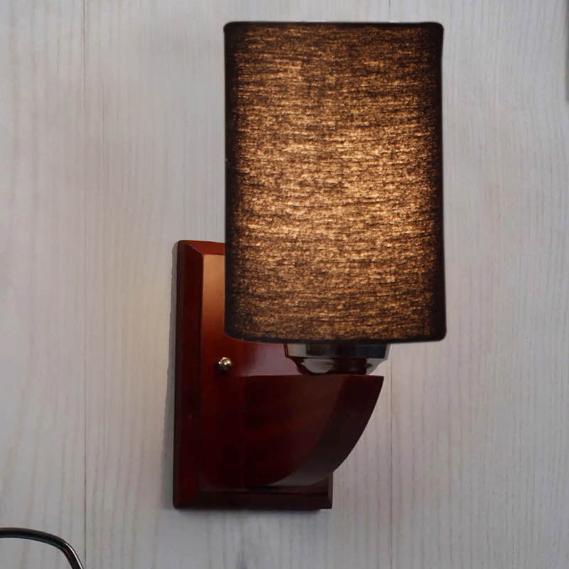 Raven Cylindrical Wooden Wall Lamp