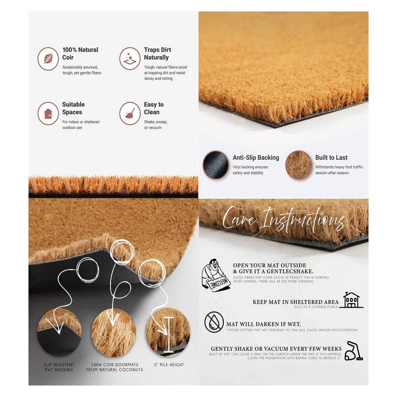 Blue Bloom Coir Door Mats - Brown media 4