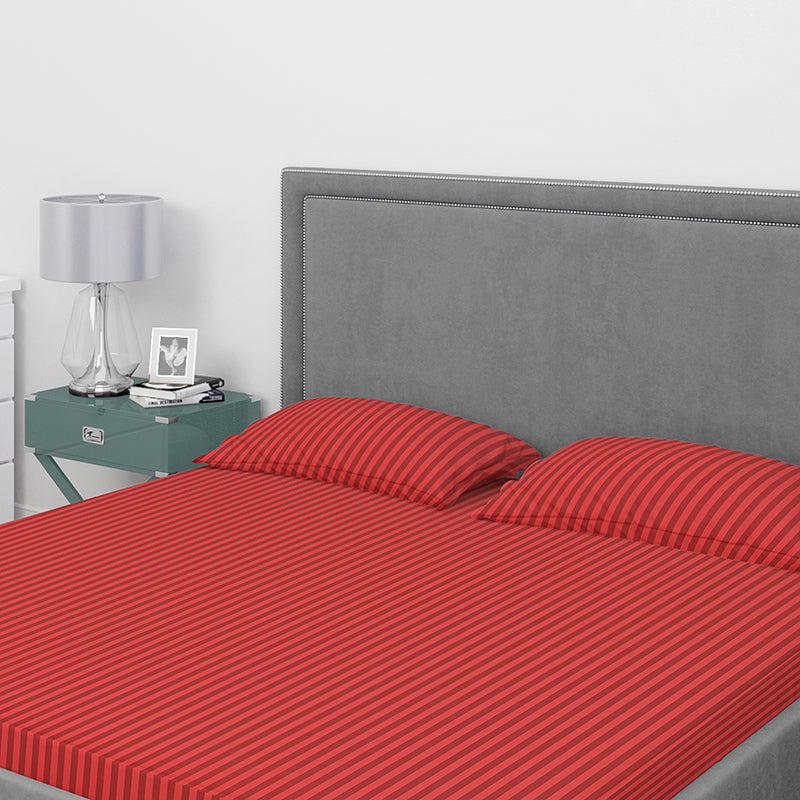 Chic Lines Geometric Cotton Bedsheet (Red) - 210 TC media 7