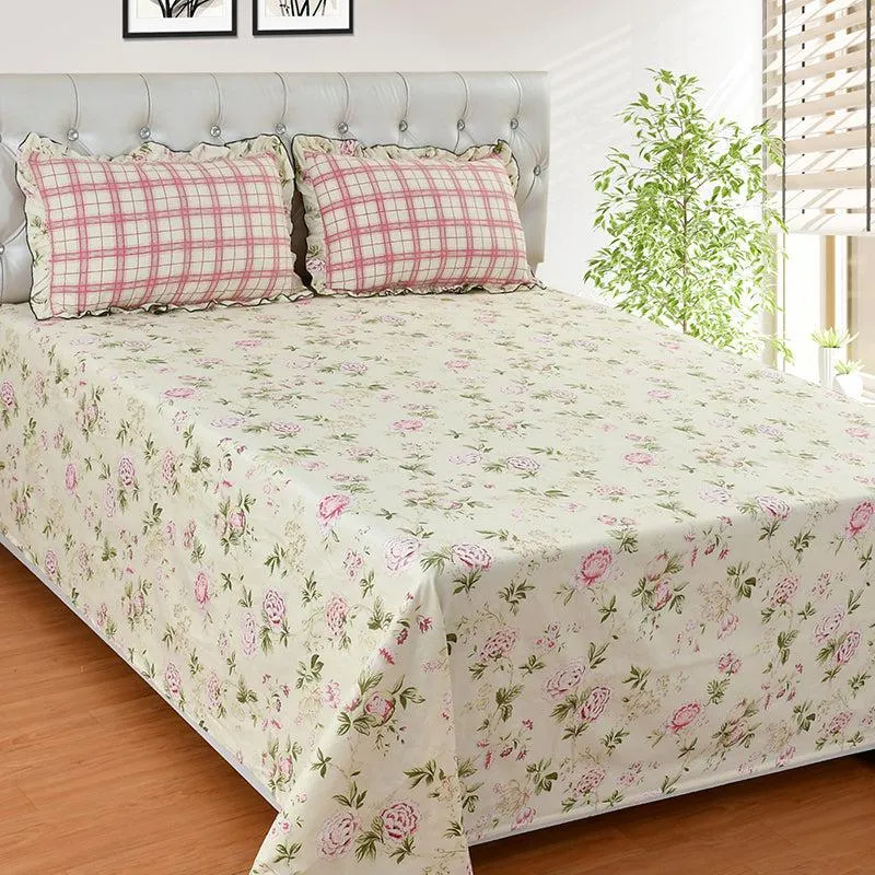 Korean Garden Floral Microfiber Bedsheet - 210 GSM media 1