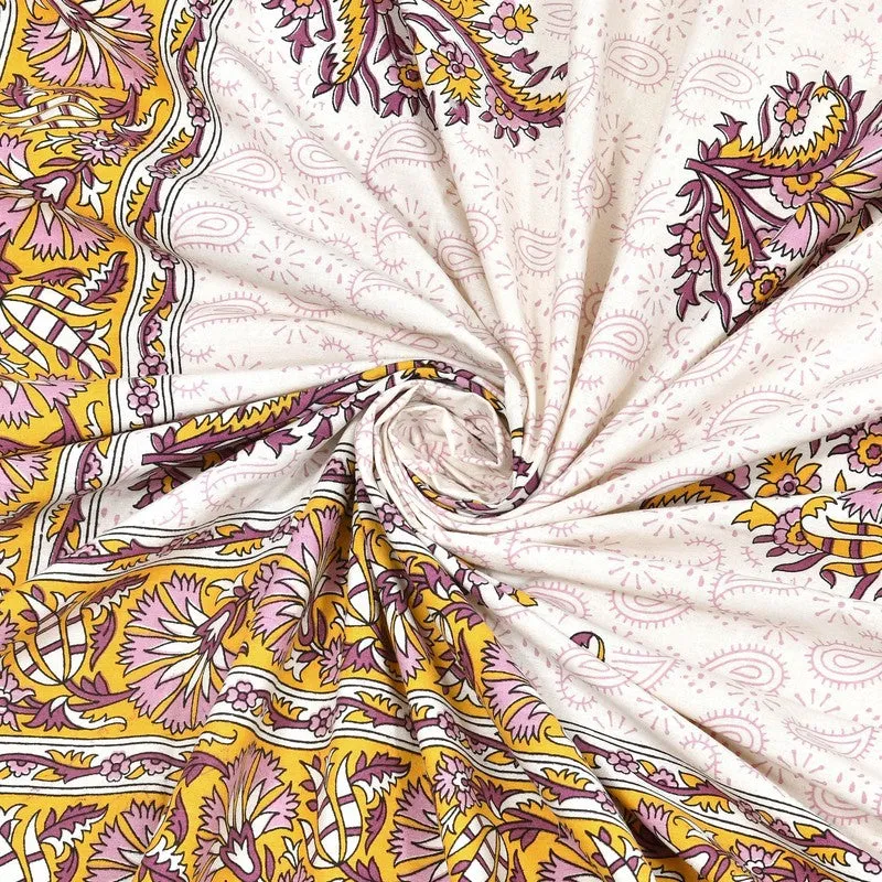Vineel Cotton Bedsheet (Yellow,Brown,White) - 240 TC media 5
