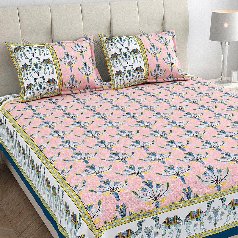 Kasturi Komfort Foral Cotton Bedsheet (Pink) - 150 TC media 3
