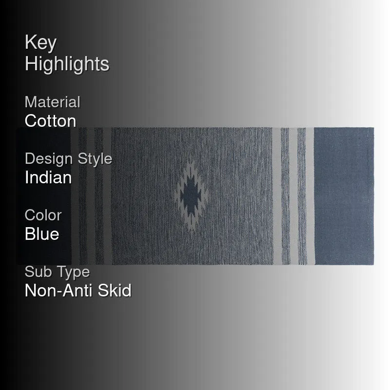 Decoria Cotton Runner Rug - Light Blue media 2