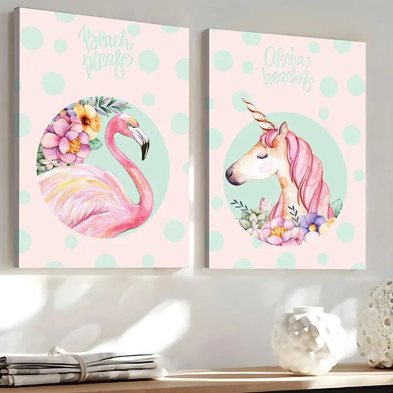 Unicorn & Flamingo Wall Art - Set Of Two media 3