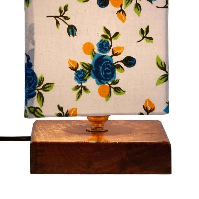 Blue Daisy Square Fabric Table Lamp - Multicolor media 5