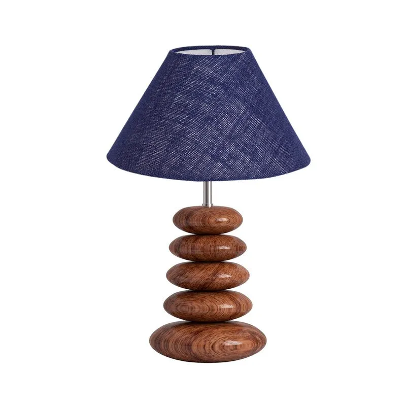 Gleven Jute Table Lamp With Wooden Base - Blue media 5