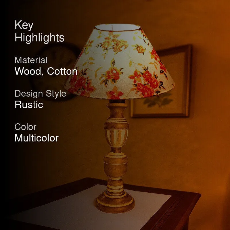 Zenrae Floral Wooden Table Lamp - Multicolor media 2