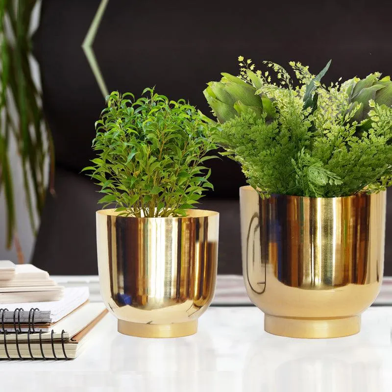 Bromo Metal Planter (Gold) - Set Of Two media 2