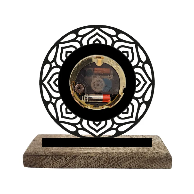 Mandala Noir Analog Table Clock media 3