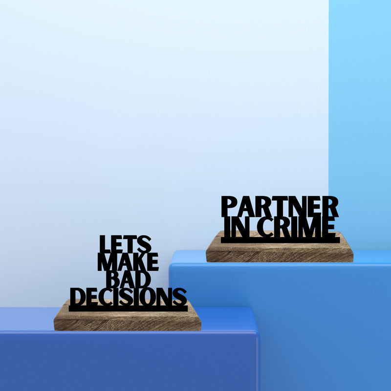 Partner In Crime Typography Showpiece - Set Of Two