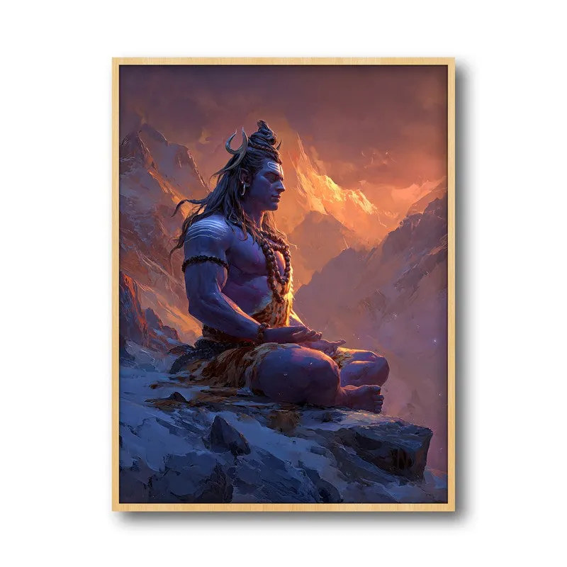 Mahadev in Deep Trance I Archival Paper Wall Art - Natural Brown Frame media 5