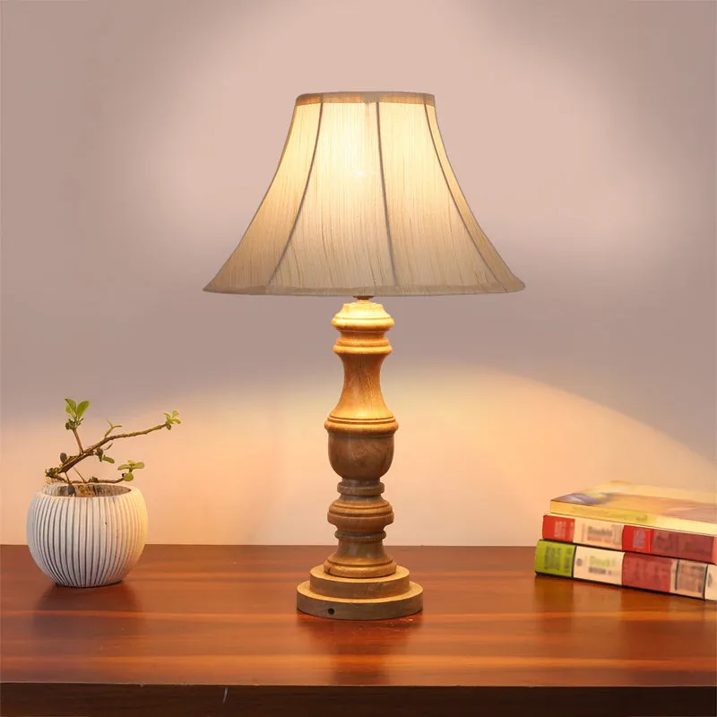 Twistra II Carve Wooden Table Lamp - White,Brown media 2