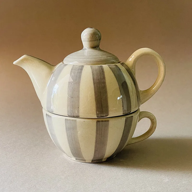 Silensteep Ceramic Tea Pot With Tea Cup (Grey/200 mL/350 mL) - Two Piece Set media 4