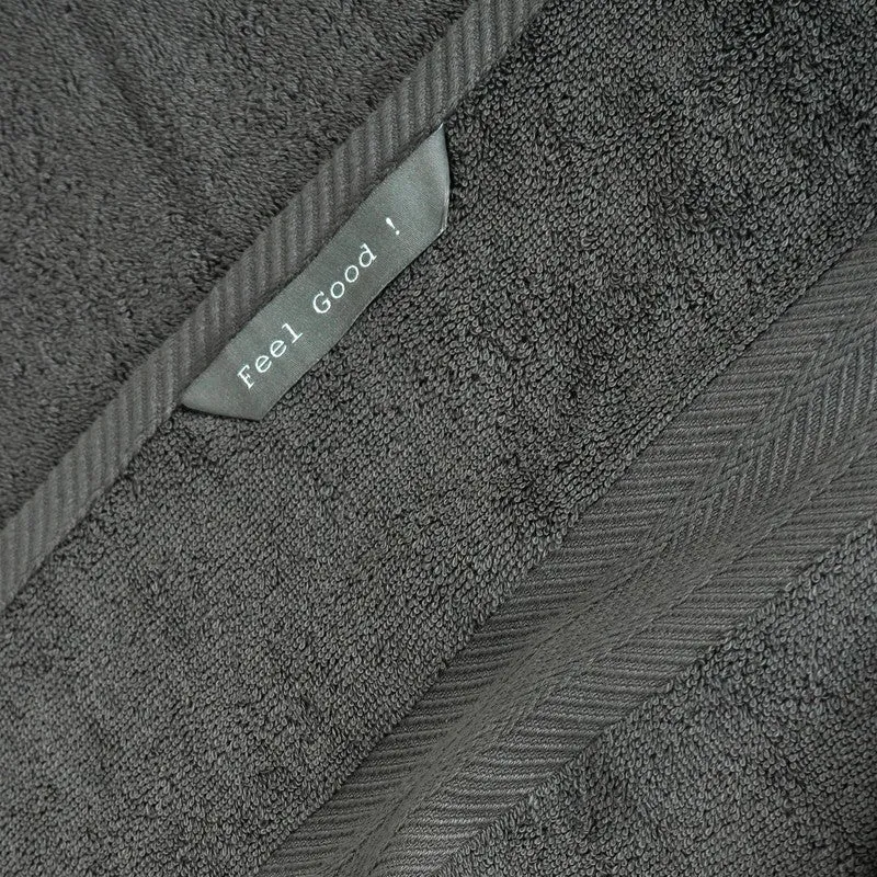PlushAura Cotton Hand Towel (Dark Grey) - Set Of Two media 5