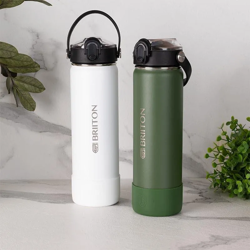 Sip Master Water Bottle (White & Green, 750 mL Each) - Set Of Two media 1
