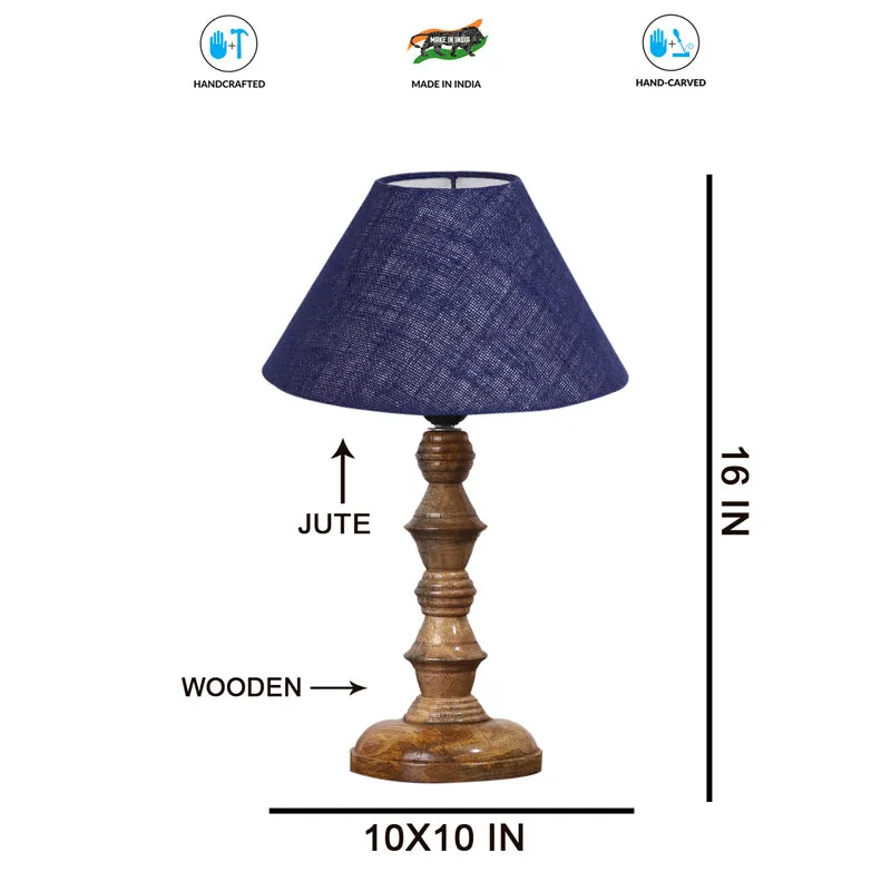 Sienna II Timber Wooden Table Lamp - Blue,Brown media 7