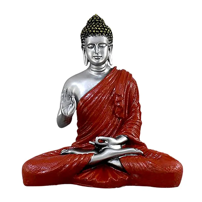 Sacred Aura Buddha Marble Idol - Maroon media 6