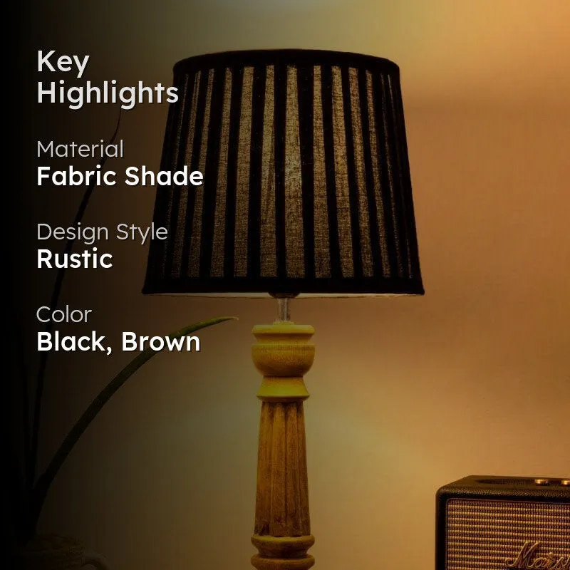 Classy With Twist Pillar Fabric Table Lamp - Black,Brown media 2