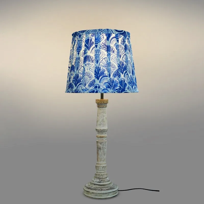 Azure Reef Wooden Base Cotton Table Lamp - Blue media 4