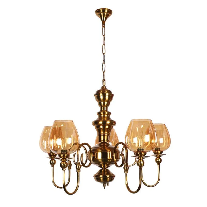 Creslen Luxury Amber Glass Chandelier - Gold media 4