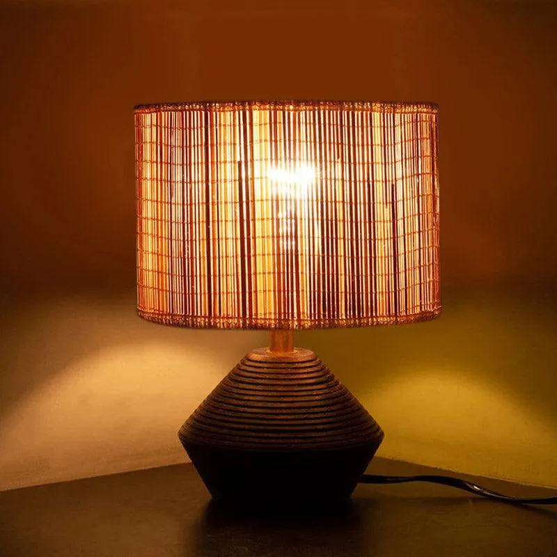 Yami Bamboo Wooden Table Lamp - Brown,Beige media 1