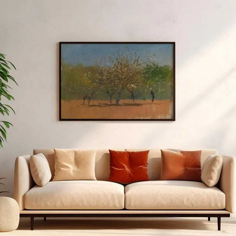 Trees In Bloom Canvas Wall Painting - Black Frame media 4