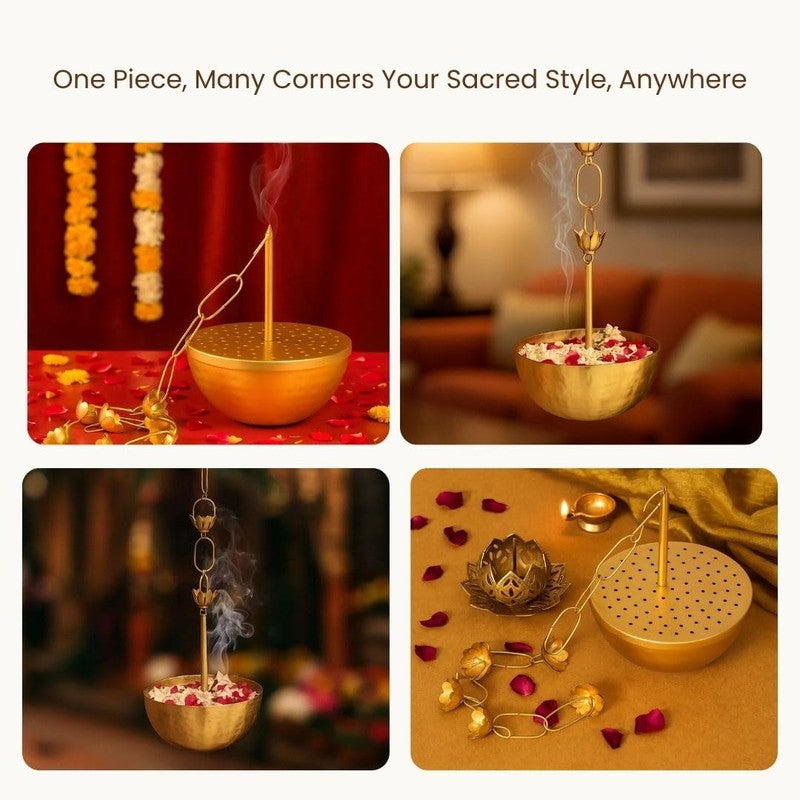 Vrindha Brass Incense Holder media 6