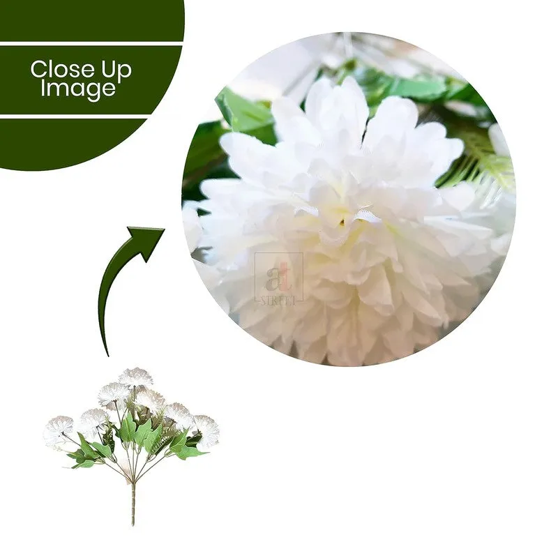 Hortensia Silk Chrysanthemum Artificial Flower - White media 6