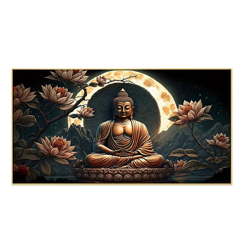 Meditative Buddha Canvas Wall Painting- With Frame media 5