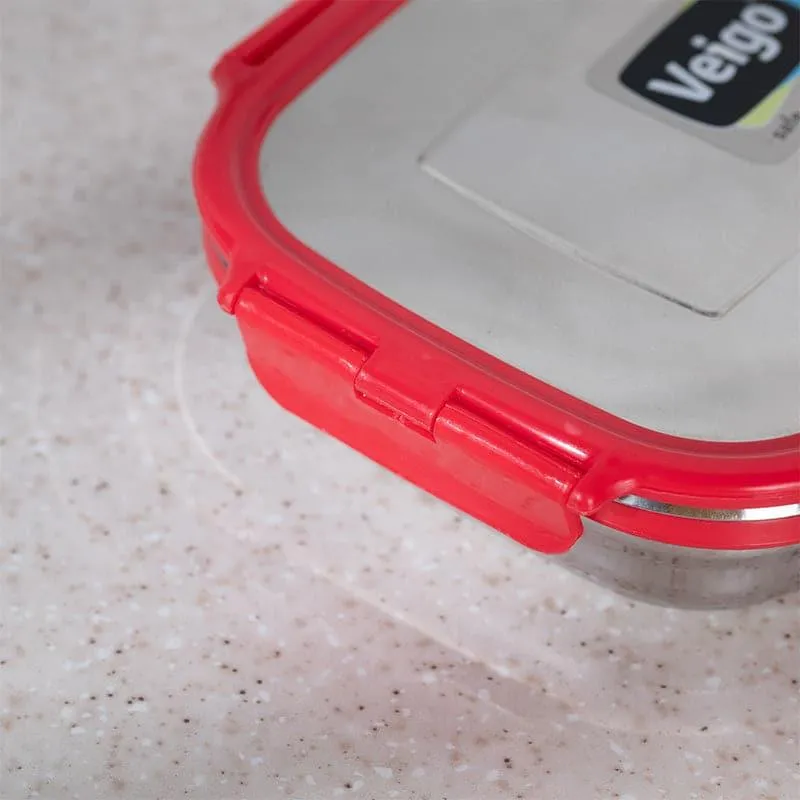 Vidora Red Stainless Steel Lunch Box (775/150 mL) - Two Piece Set media 7