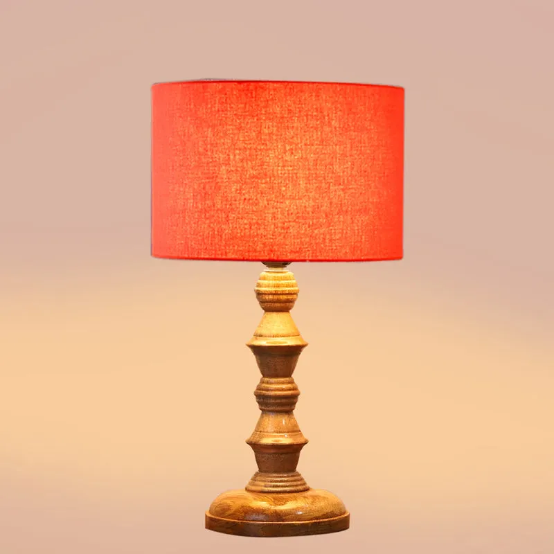 Cotin I Timber Wooden Table Lamp - Orange,Brown media 4