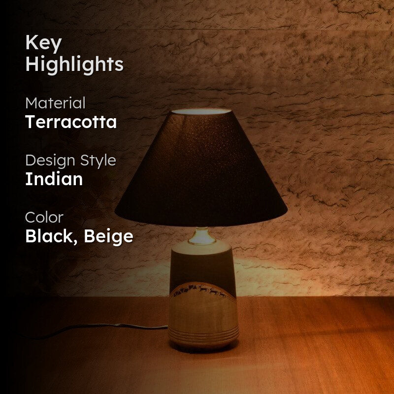 Rahsa Terracotta Table Lamp - Black,Beige media 2