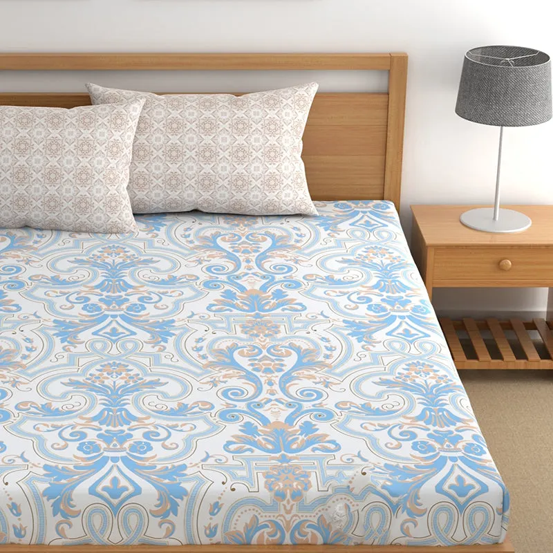 Audrey I Microfiber Microfiber Bedsheet (Blue) - 150 GSM media 3