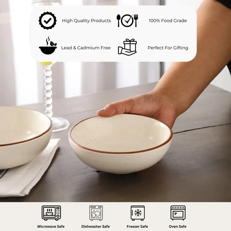 Brownline Off White Stoneware Serving Bowls - 700 ML media 6