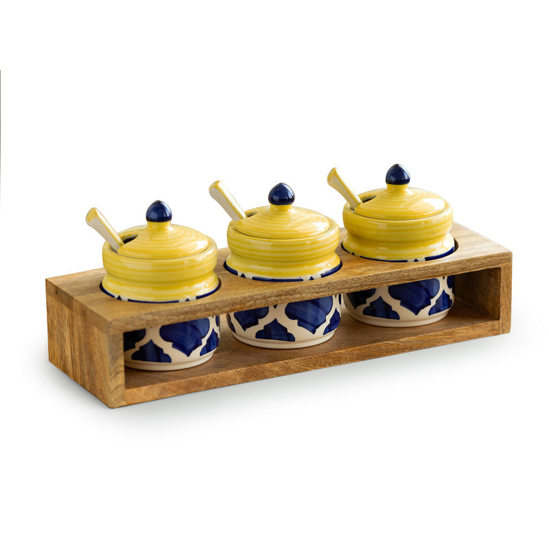 Moroccan Dream Handpainted Storage Jar With Stand (280 Ml) - Seven Piece Set media 3