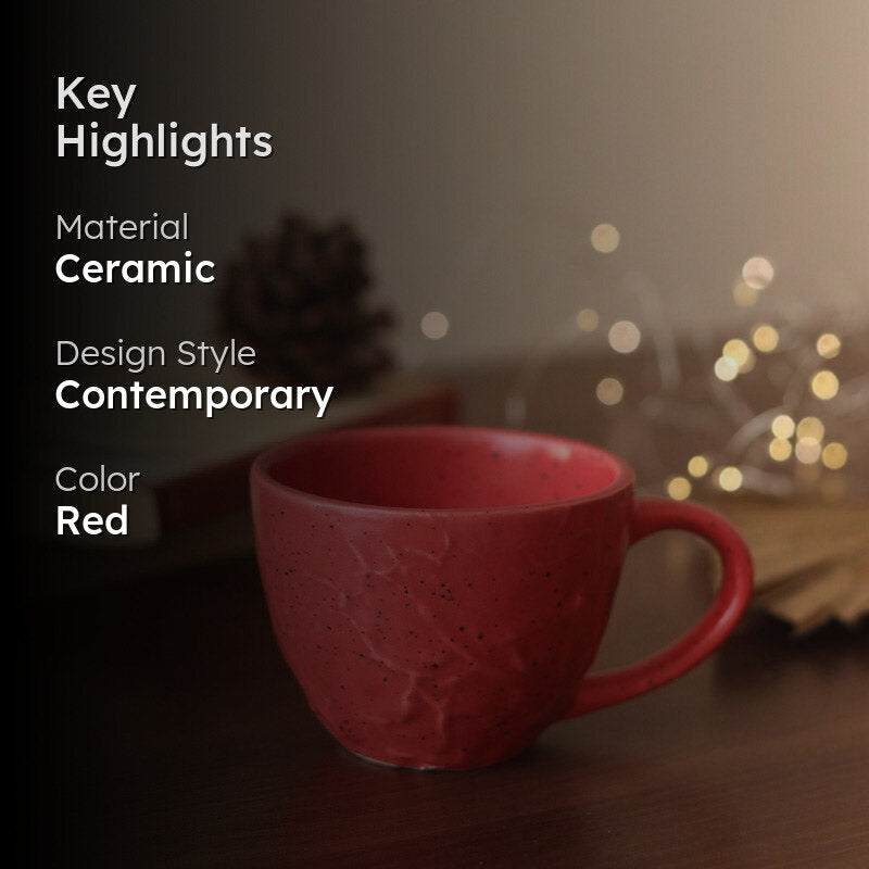 Meva Ceramic Tea Cup (230 mL)/Red) media 2