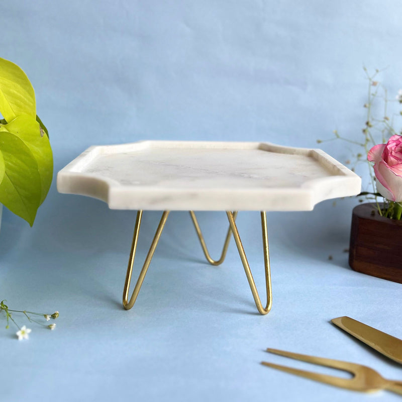 Norris Velma Handcrafted Marble Cake Stand - 8x8x4 inch