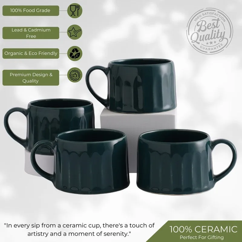 Modern Stoneware Coffee Mug (300 mL Each) - Set Of Four media 8