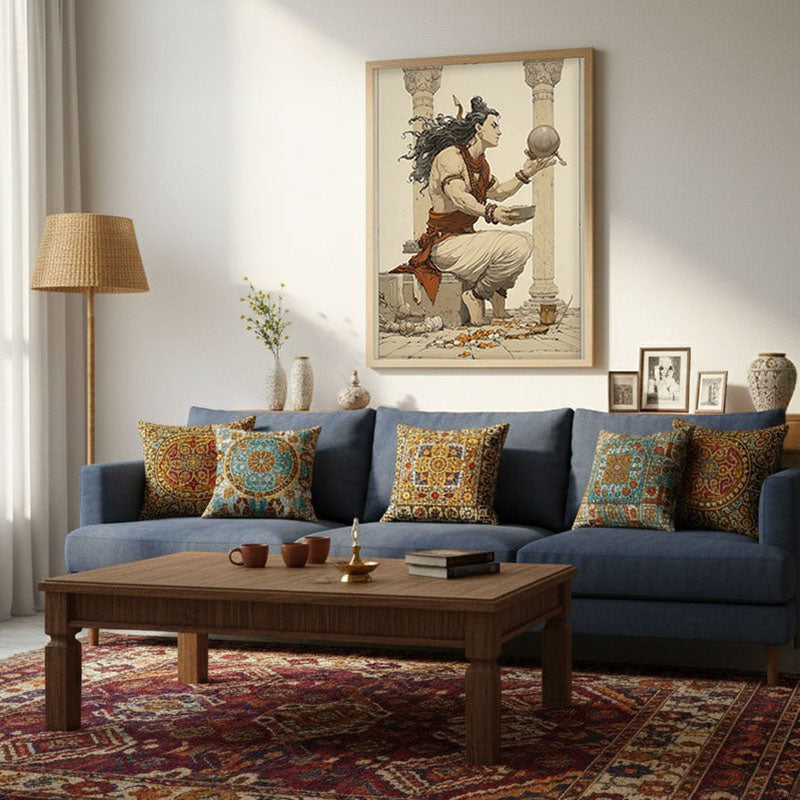 Lord Shiva with Kamandalu Divine I Archival Paper Wall Art - Natural Brown Frame media 4