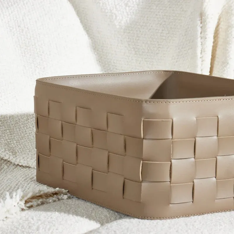 Storvia Faux Leather Storage Basket - Brown media 7