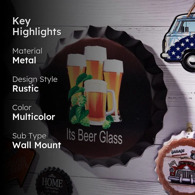 Its Beer Glass Bottle Cap Metal Wall Accent media 2