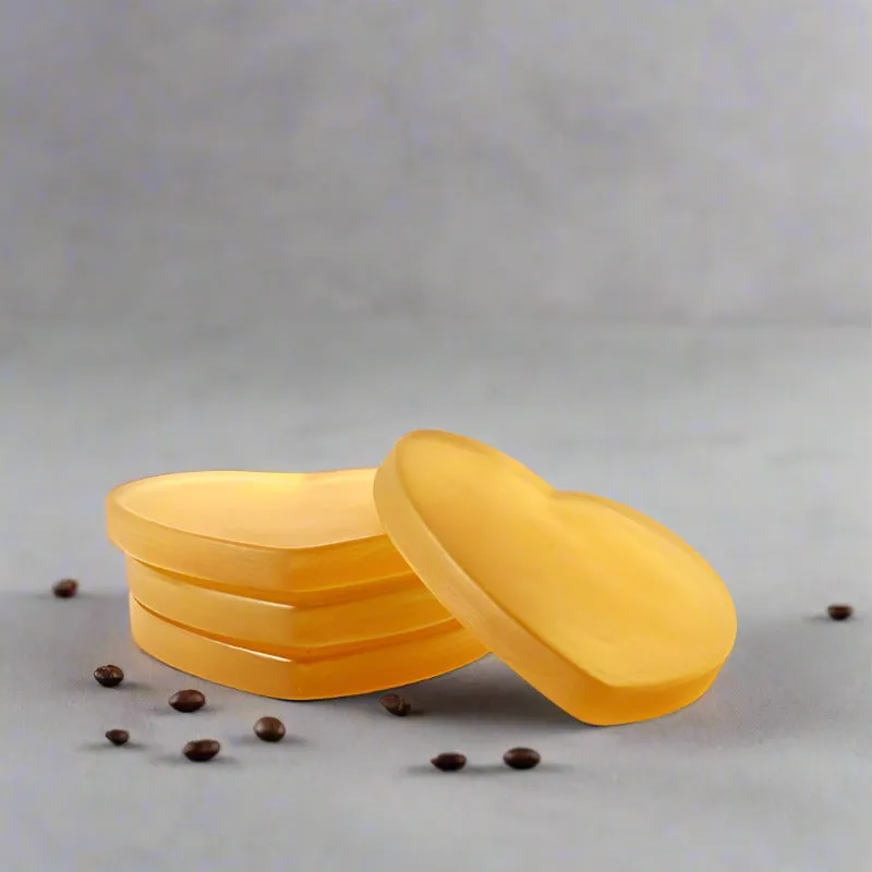 Glossy Hearty Mist Glass Coaster (Yellow) - Set Of Four media 1