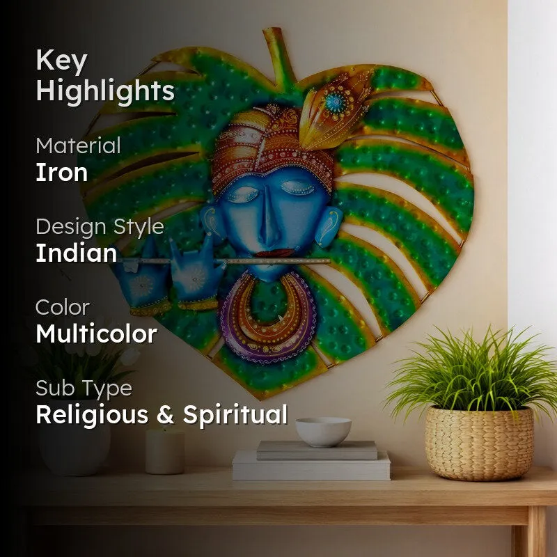 Krishna Leaf Art Iron Wall Accents media 2